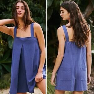 Free People Beach Nichola Sleeveless Romper Dress in Indigo Blue, Size Medium